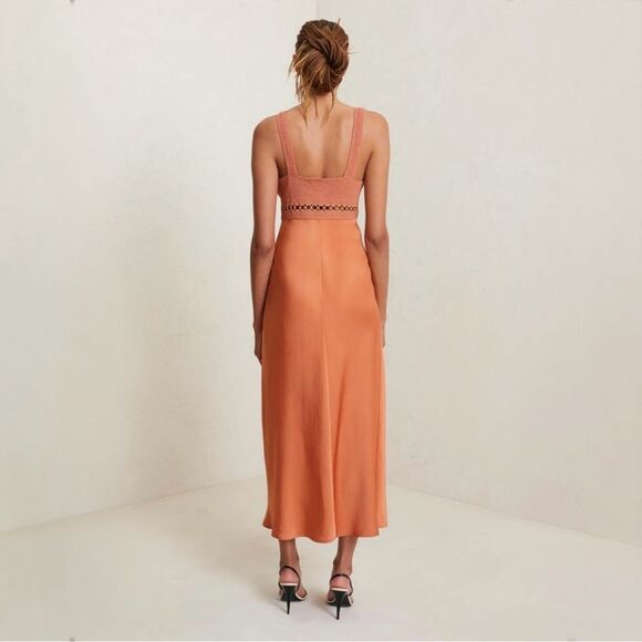 A.L.C. Talia Crochet Satin Midi Dress Size 4 Terracotta Sleeveless‎ $695 - Picture 3 of 13